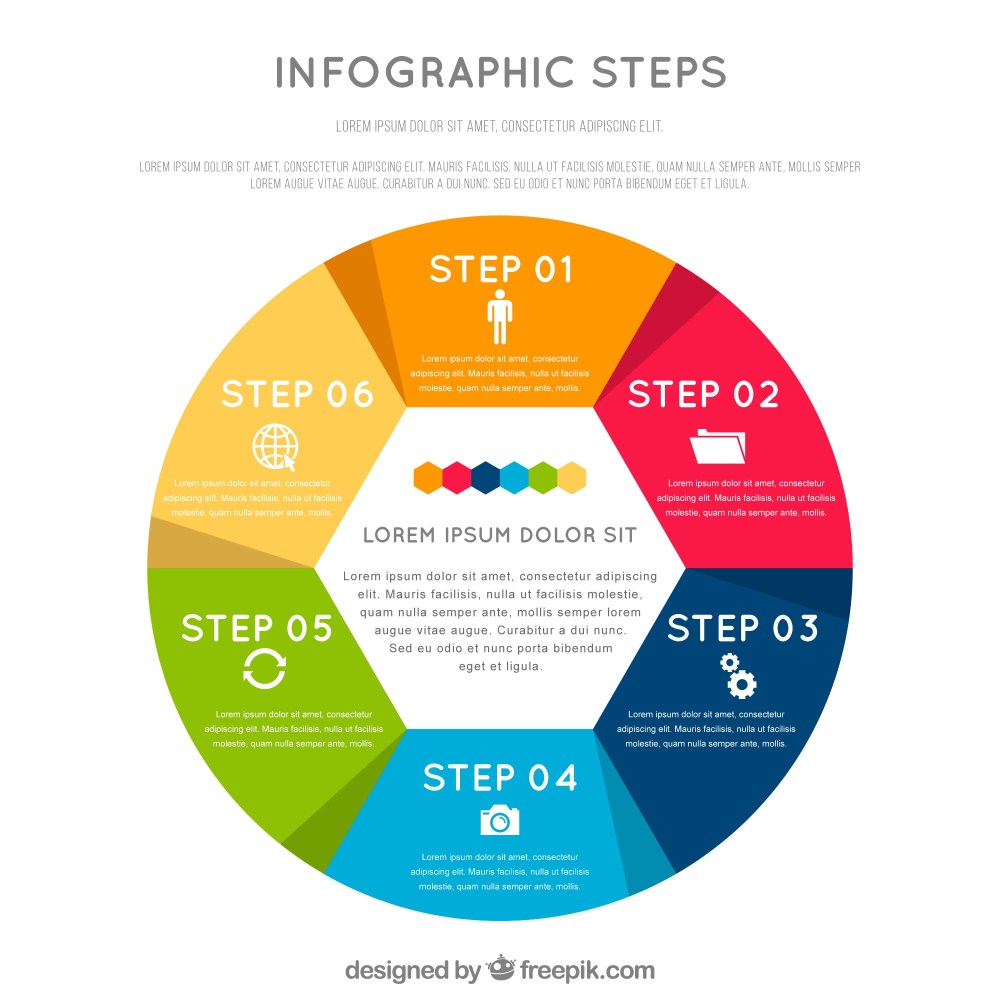 Colorful infographic steps in flat style