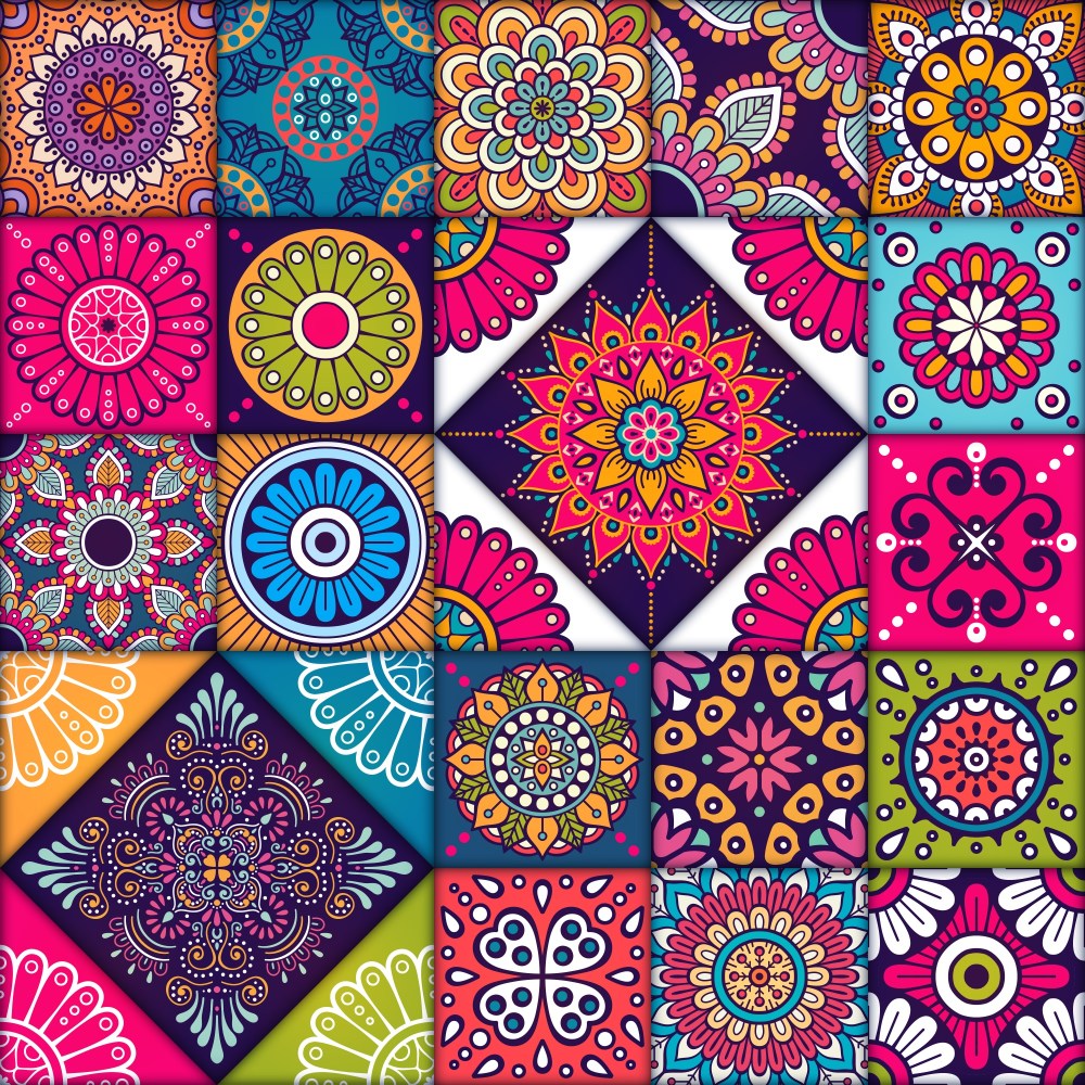 Colorful mandala tiles pattern