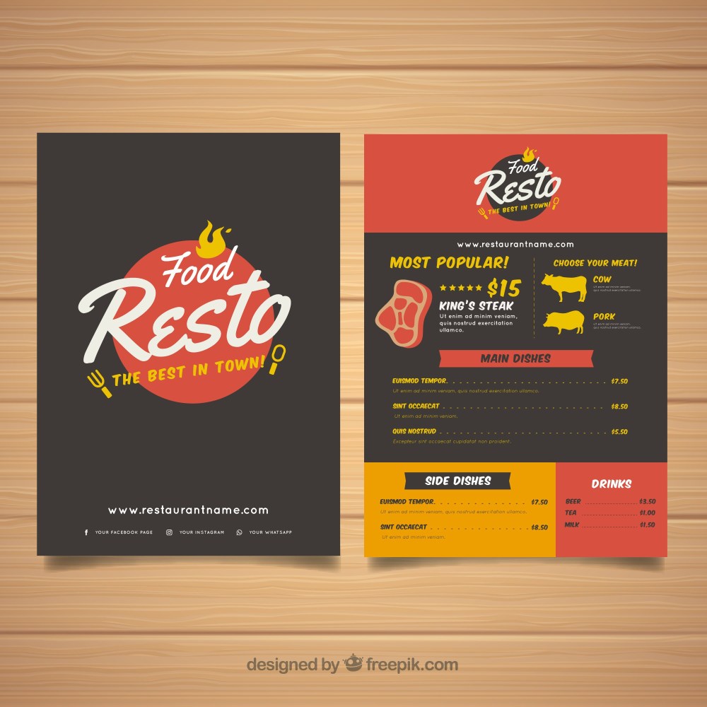 Colorful menu template