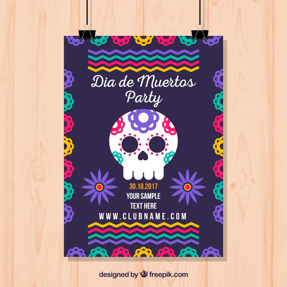 Colorful mexican party poster template