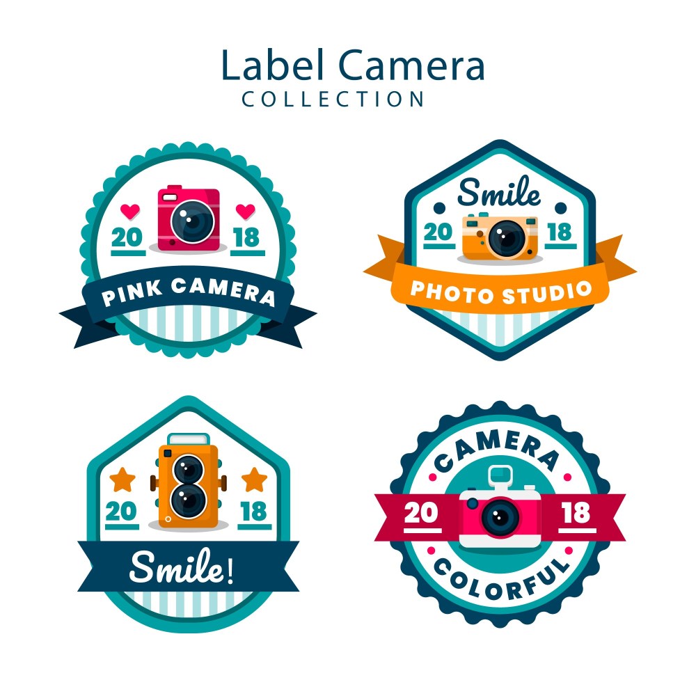 Colorful pack of flat camera labels
