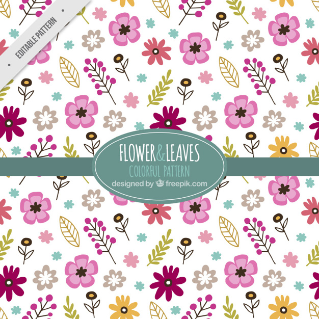 Colorful pattern of flowers and leaves