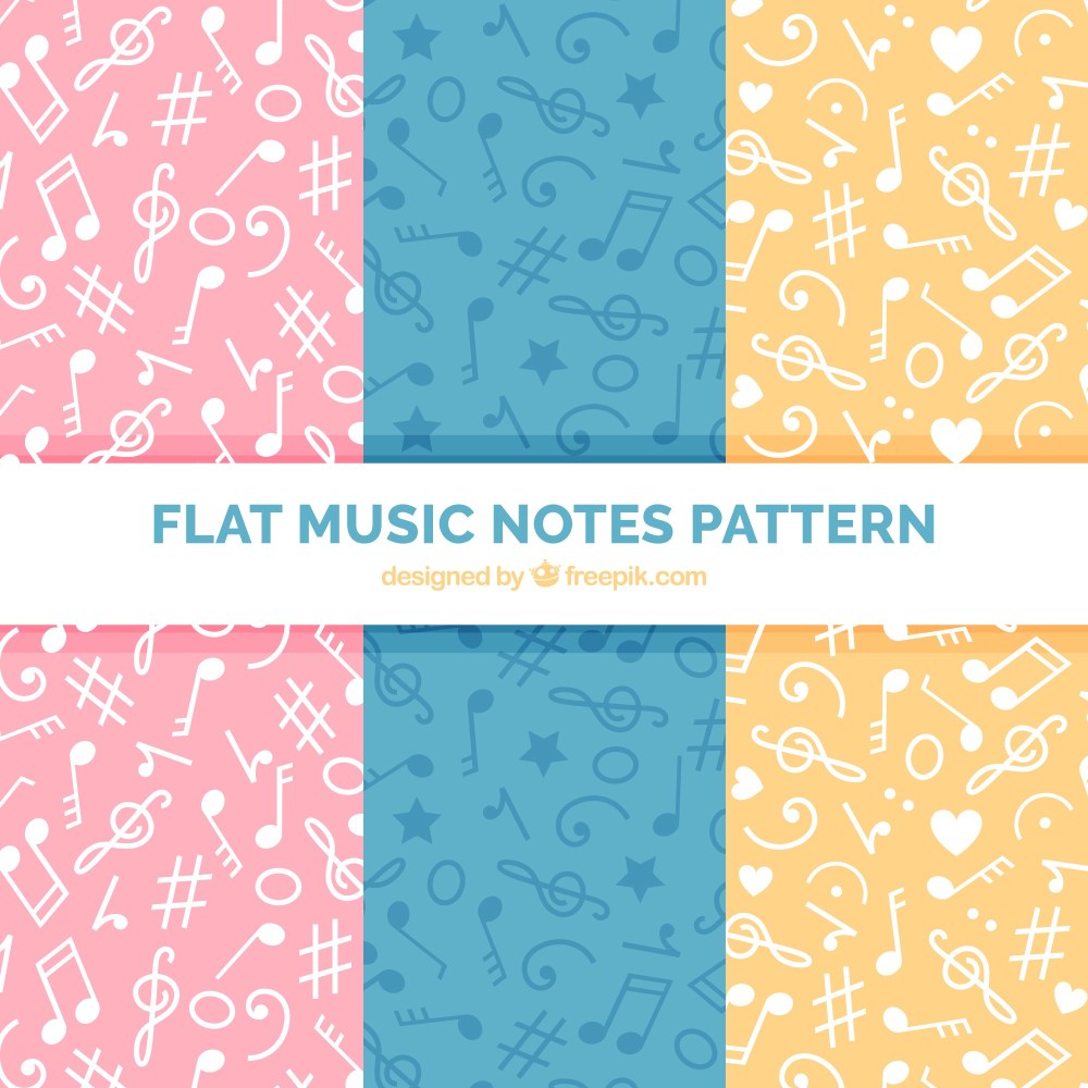 Colorful patterns with musical notes