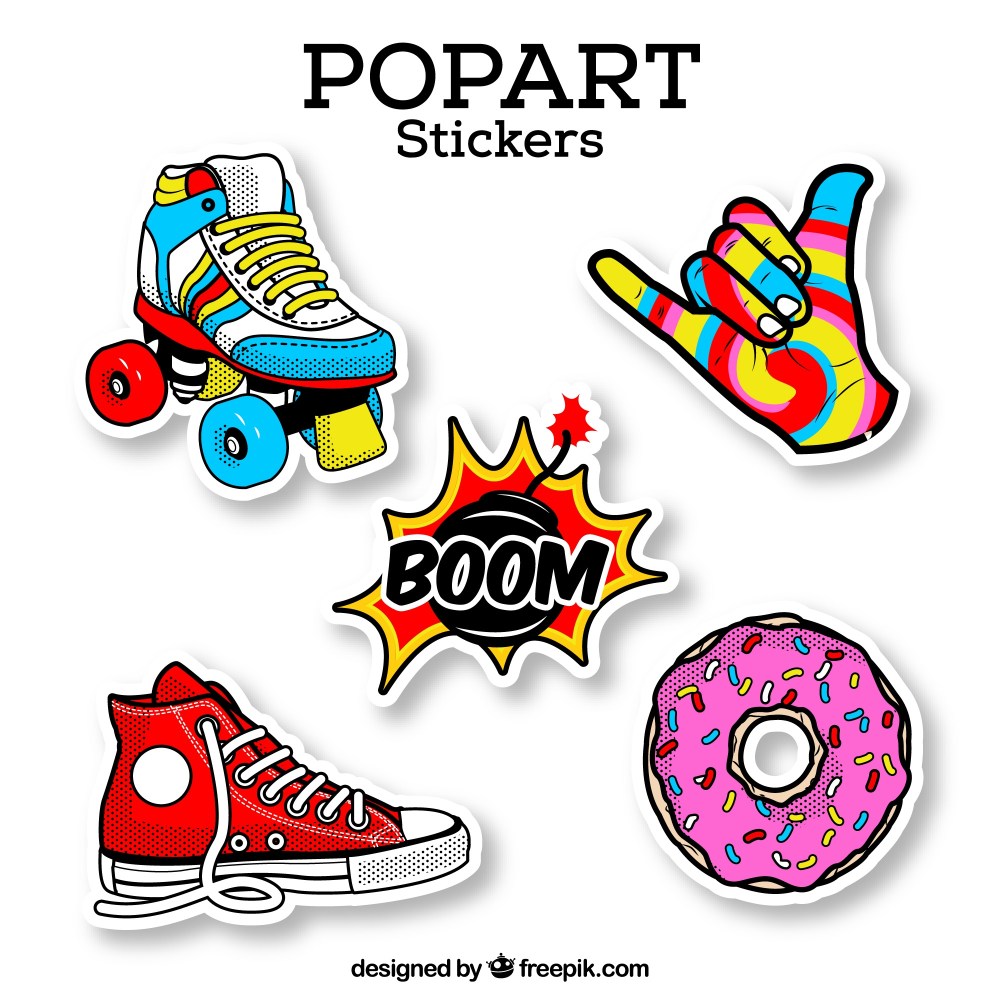 Colorful set of retro stickers