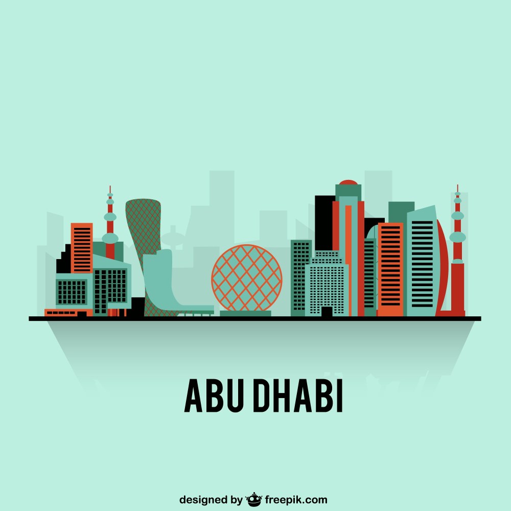 Colorful skyline of Abu Dhabi