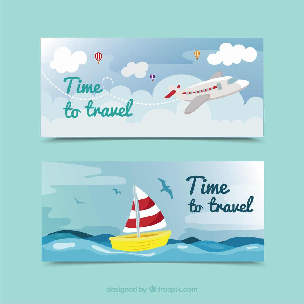 Colorful travel banners with flat design