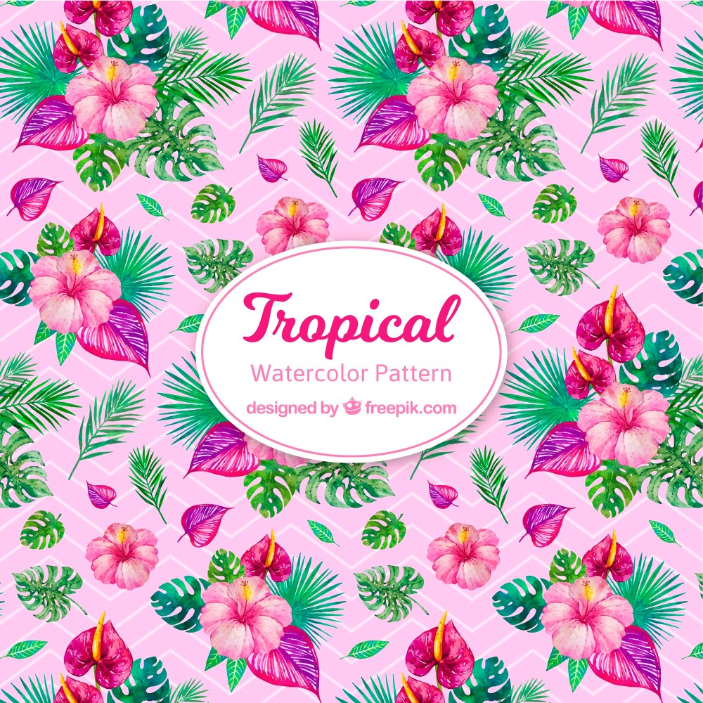Colorful watercolor tropical pattern