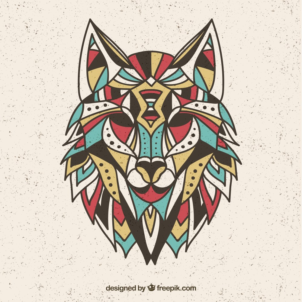 Colorful wolf design