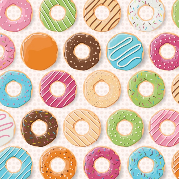 Coloured donuts pattern design