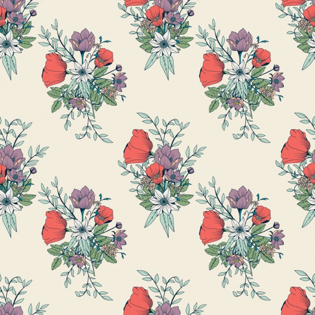 Coloured flowers pattern design