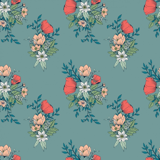 Coloured flowers pattern design
