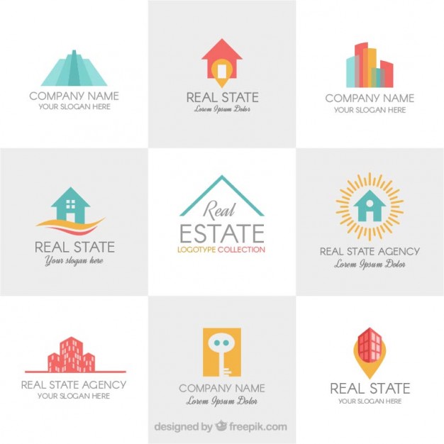 Coloured real state logo templates