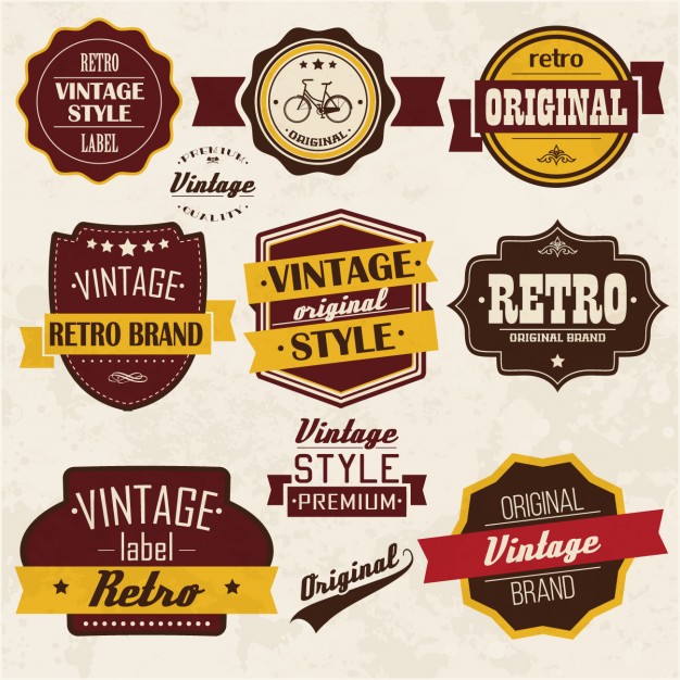 Coloured retro labels collection
