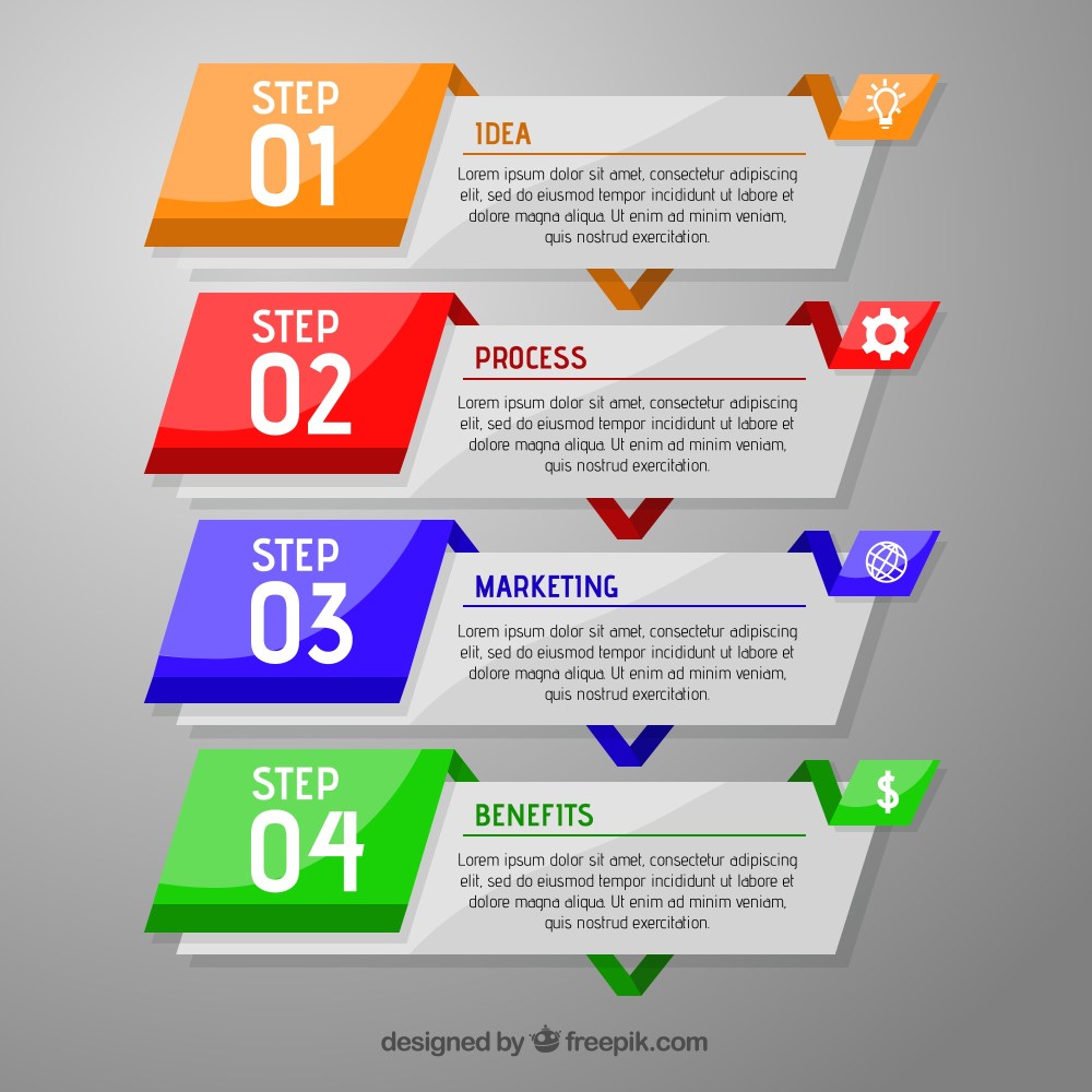 Colourful infographic steps