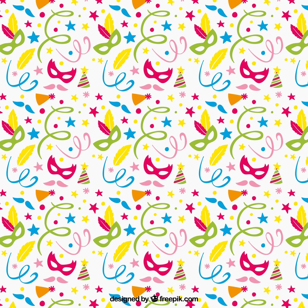 Colourful masks and confetti pattern
