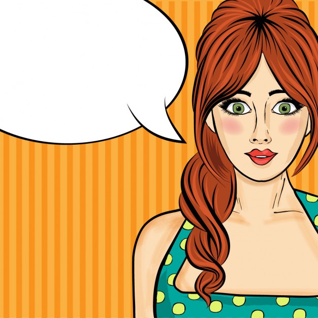 Comic scene with a woman talking