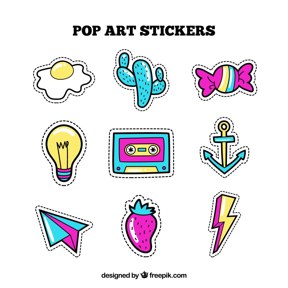 Comic variety of colorful stickers