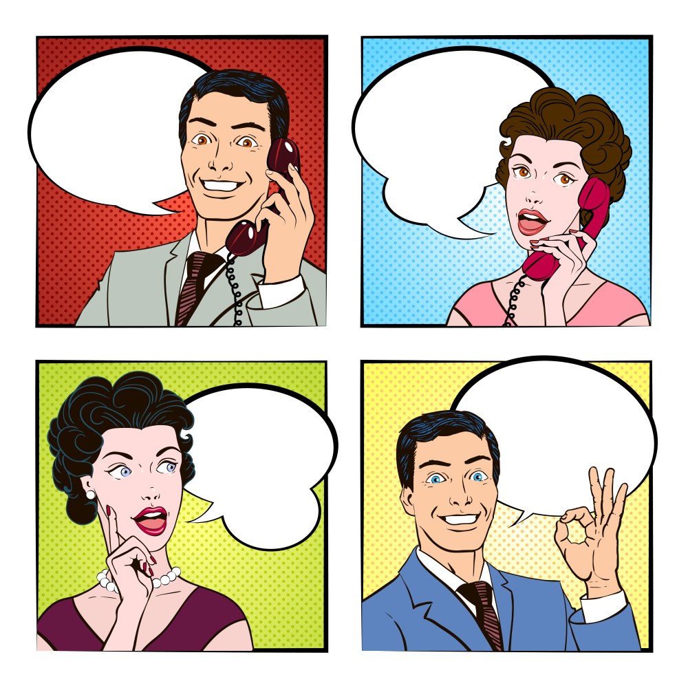 Comics People Illustration Set