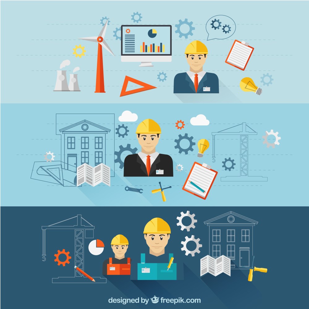 Construction engineer banners