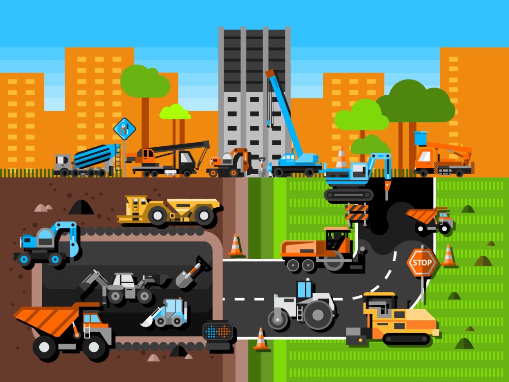 Construction Machines Composition 