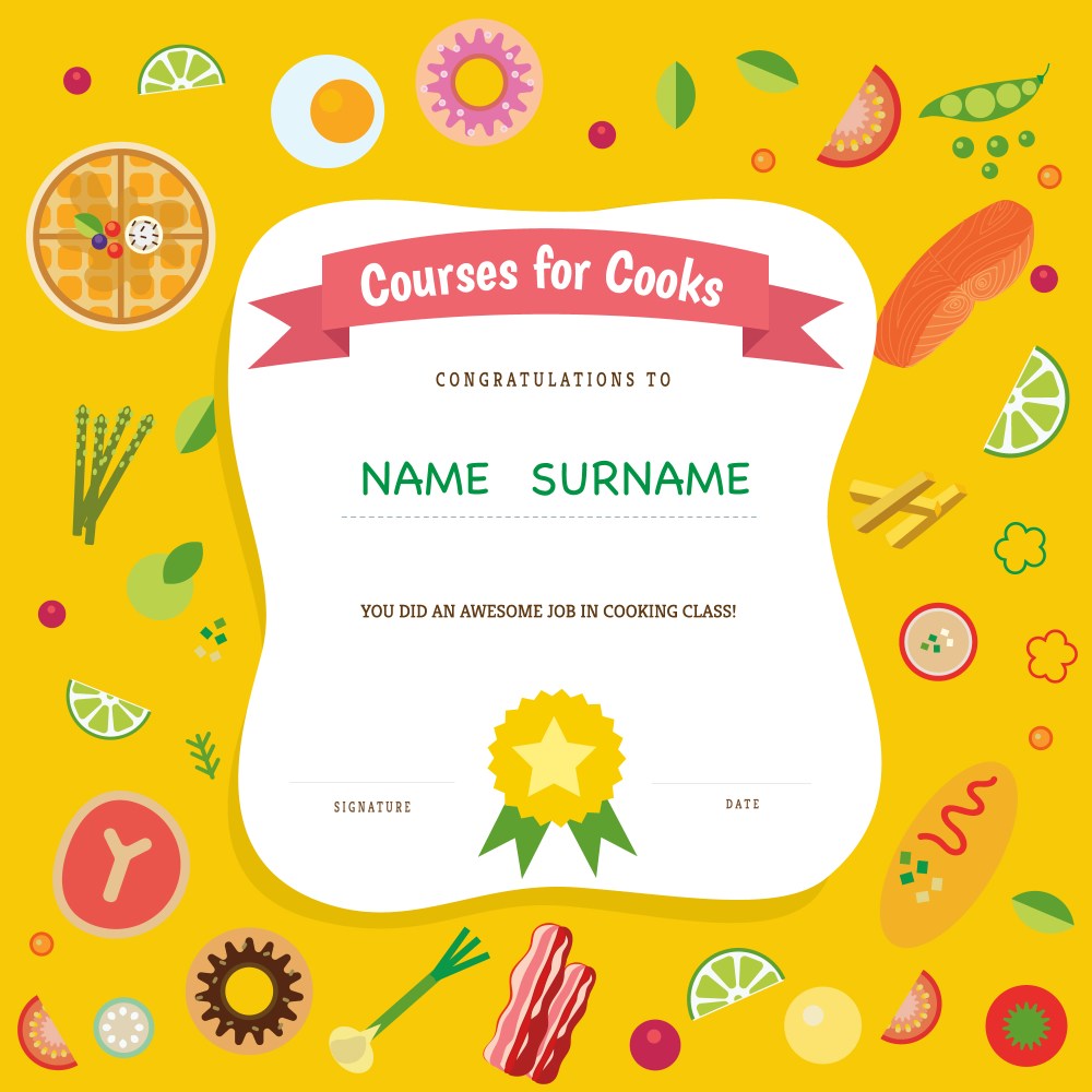 Cooking course certificate