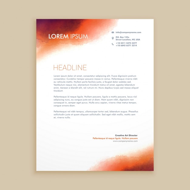 Corporate letterhead with watercolor
