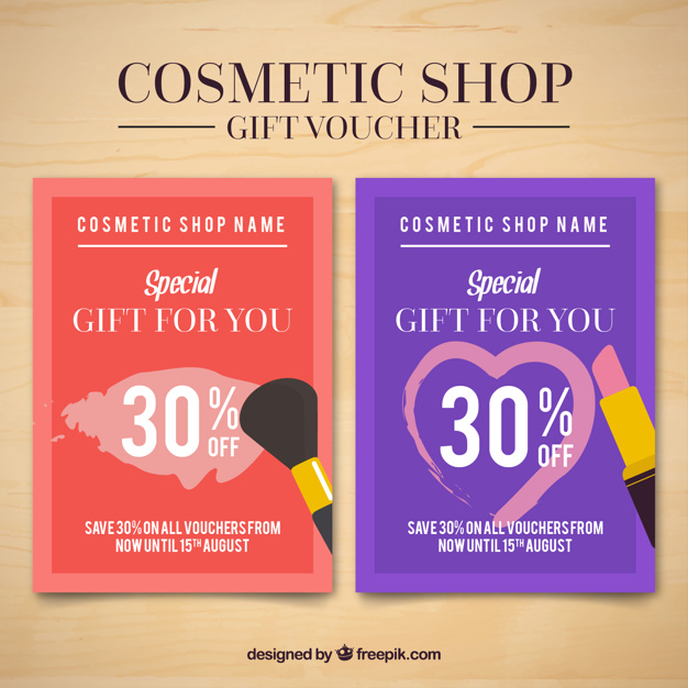 Cosmetic products flyers of sales