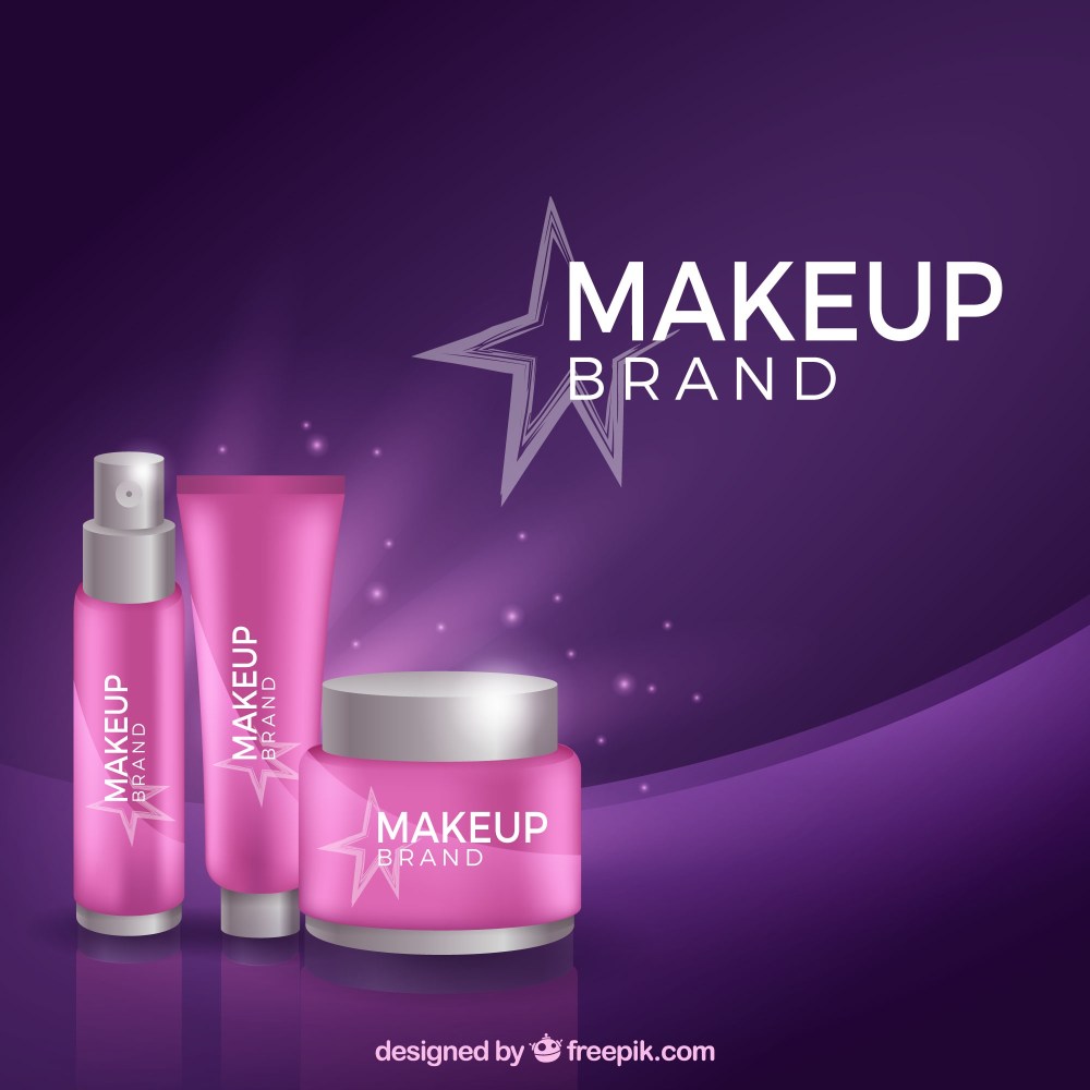 Cosmetics background with flat design