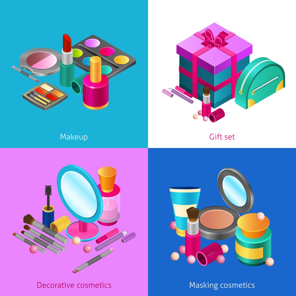 Cosmetics isometric set