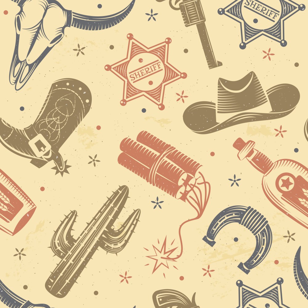  Cowboy Seamless Pattern 