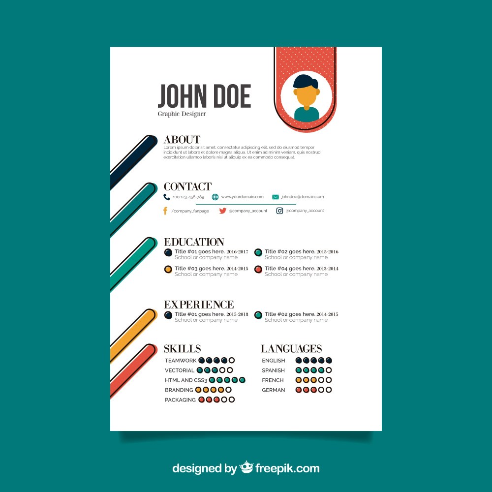 Curriculum template with flat design