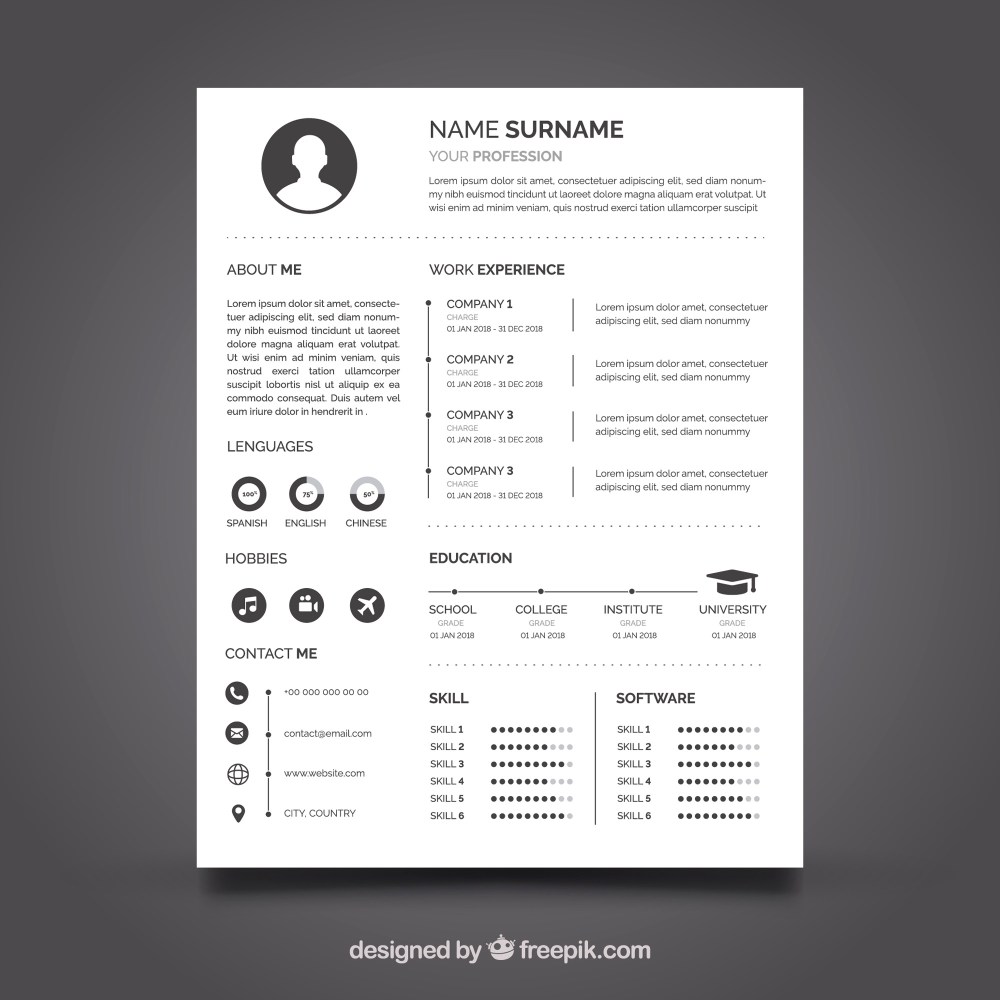 Curriculum template with minimalist style