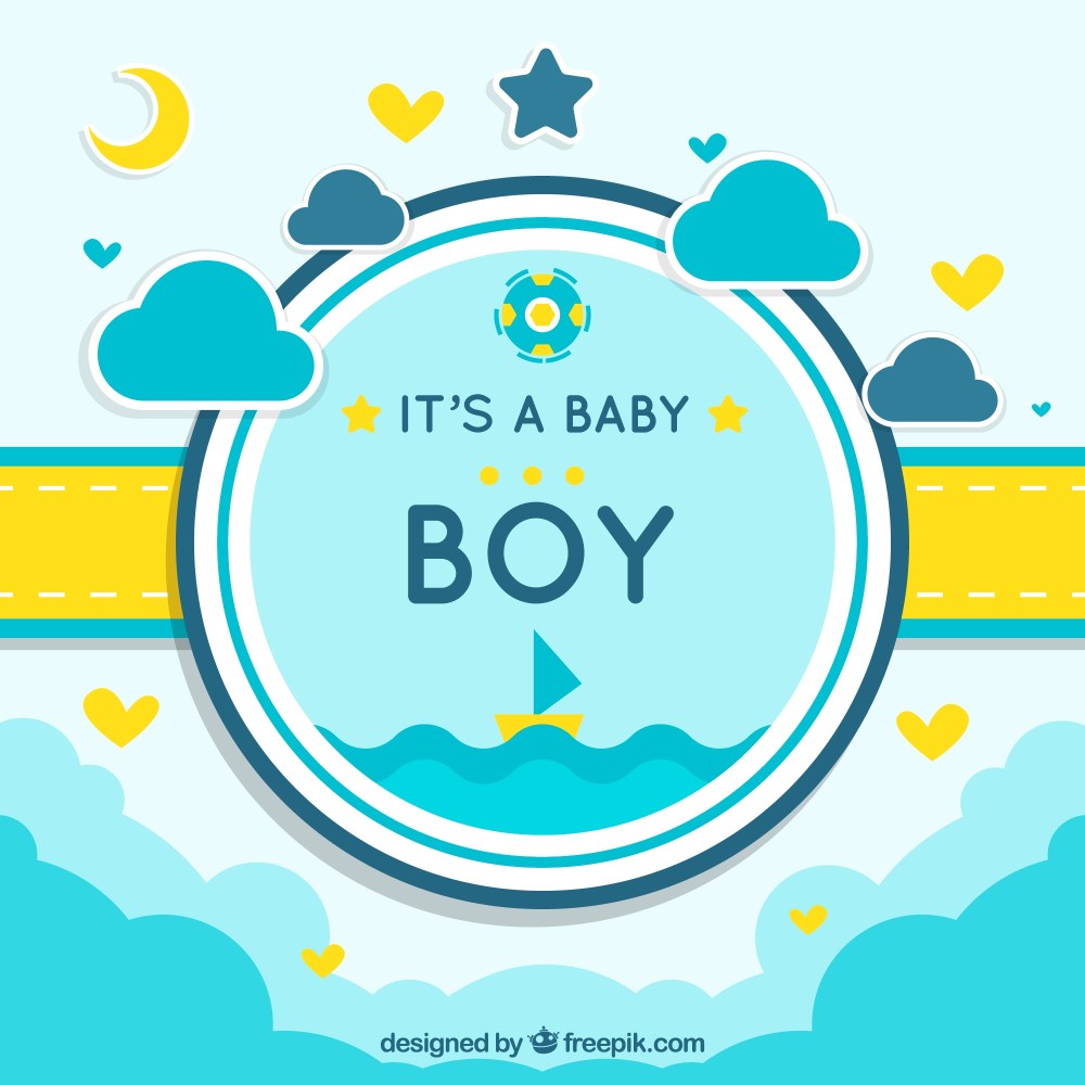 Cute baby boy background in flat style