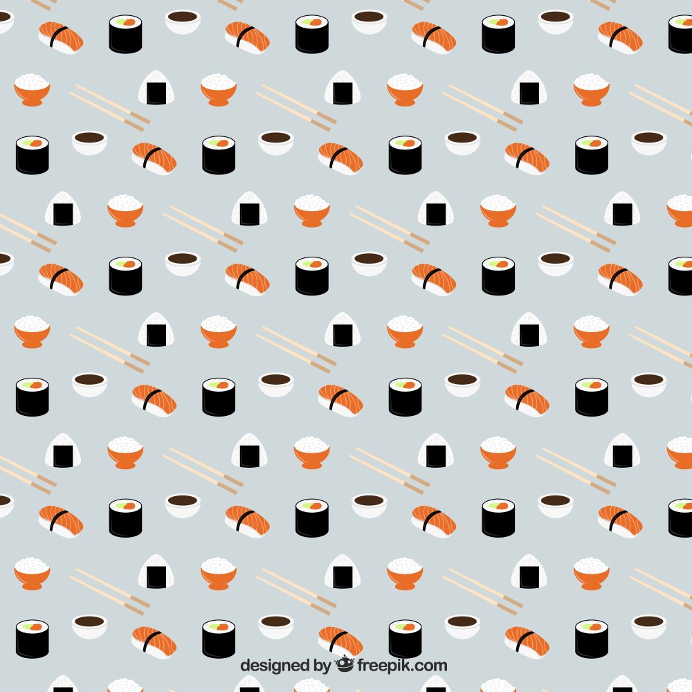 Cute hand drawn sushi pattern 