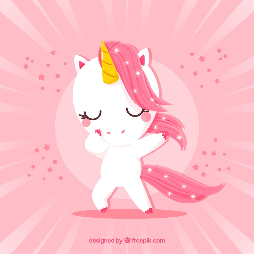 Cute unicorn doing dabbing movement