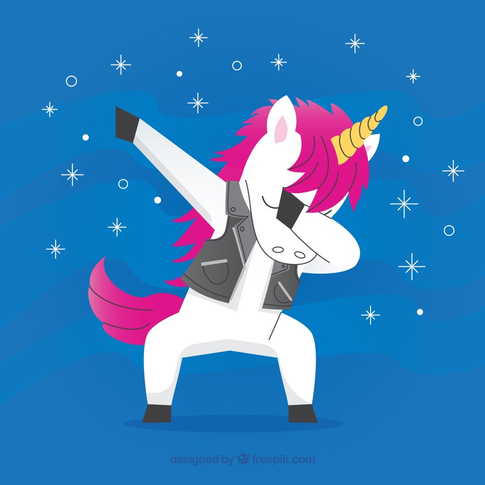 Cute unicorn doing dabbing movement