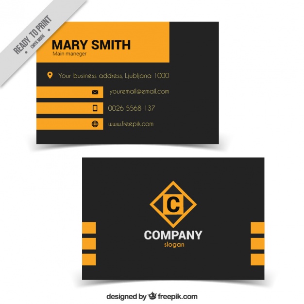 Dark and yellow business card 