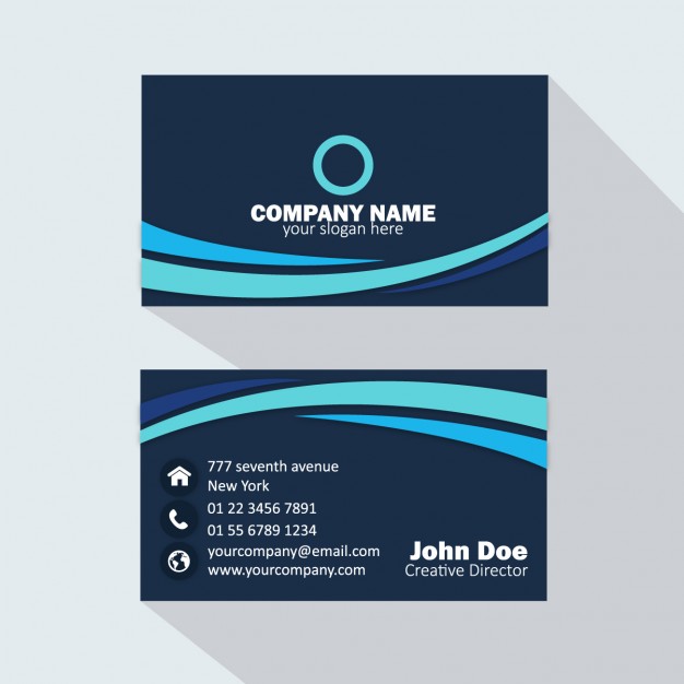 Dark blue business card