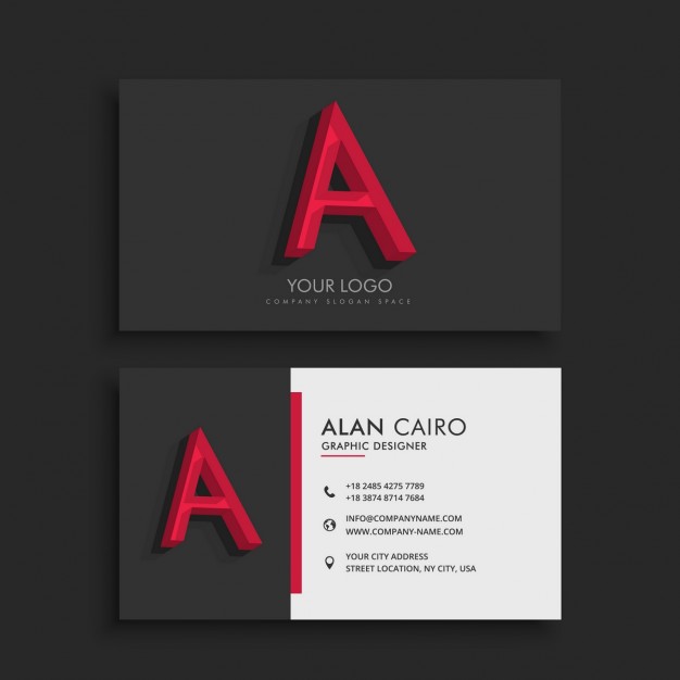 Dark business card with letter 