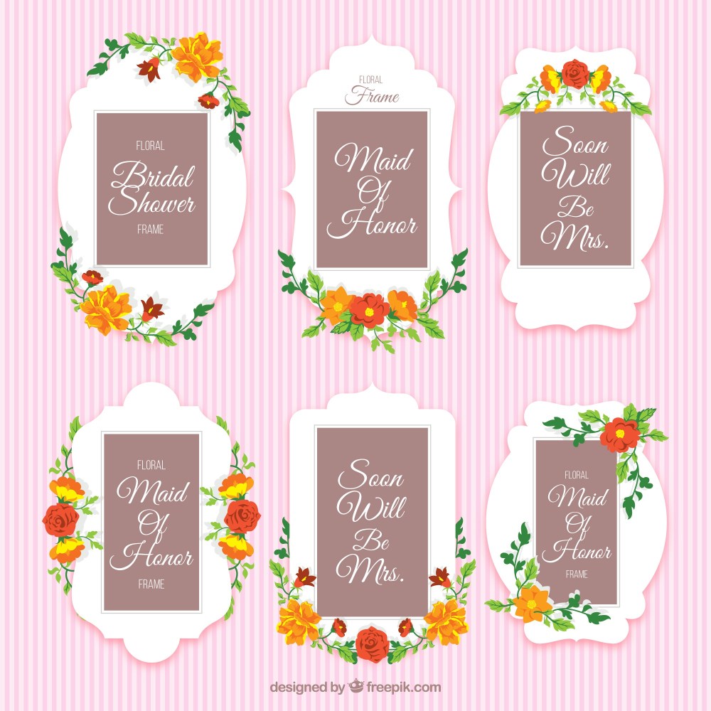 Decorative floral frames for bridal shower