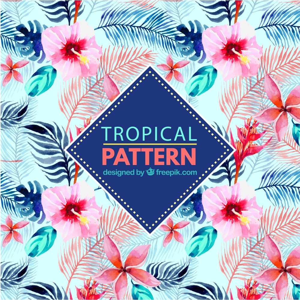 Decorative pattern of watercolor flowers