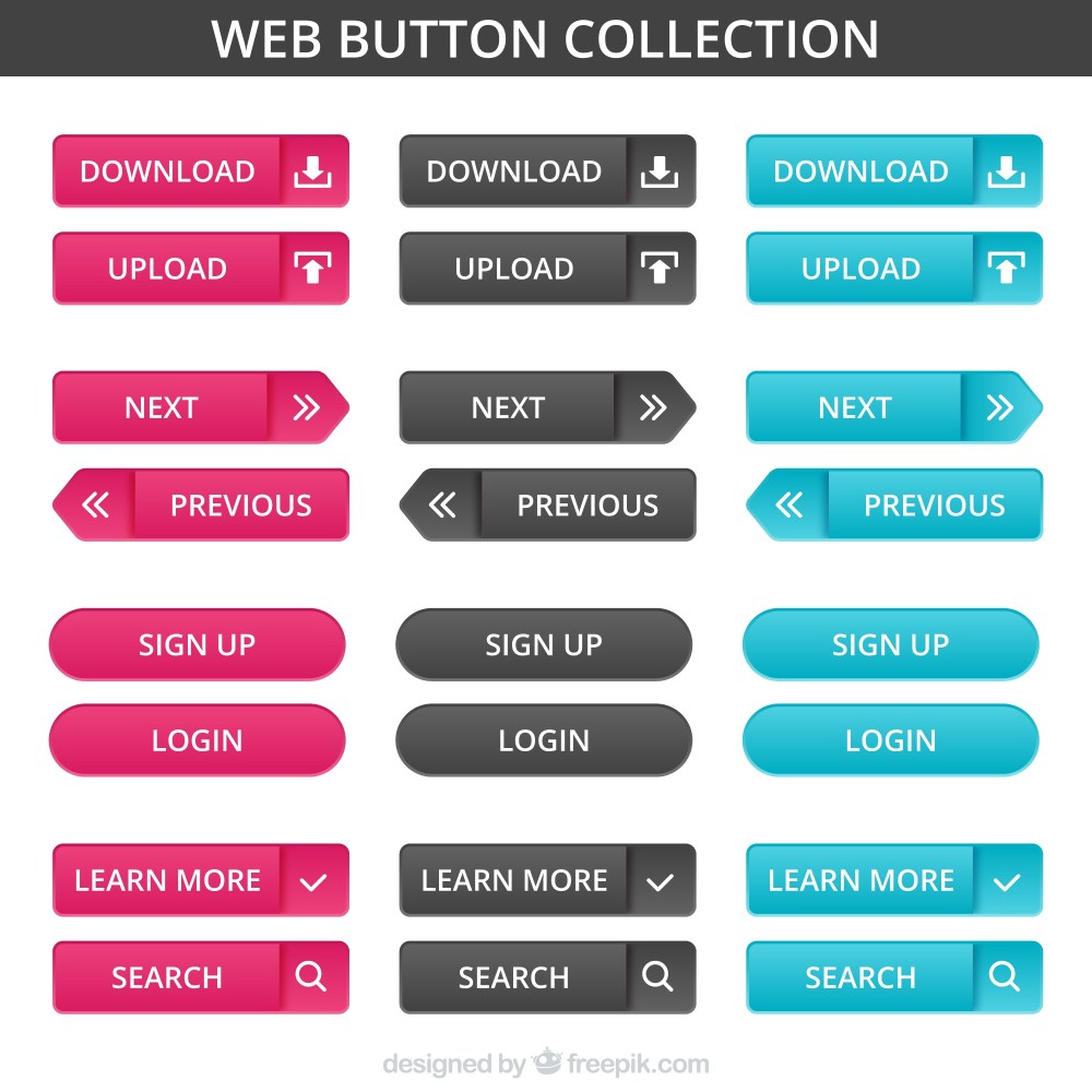 Different designs of web buttons