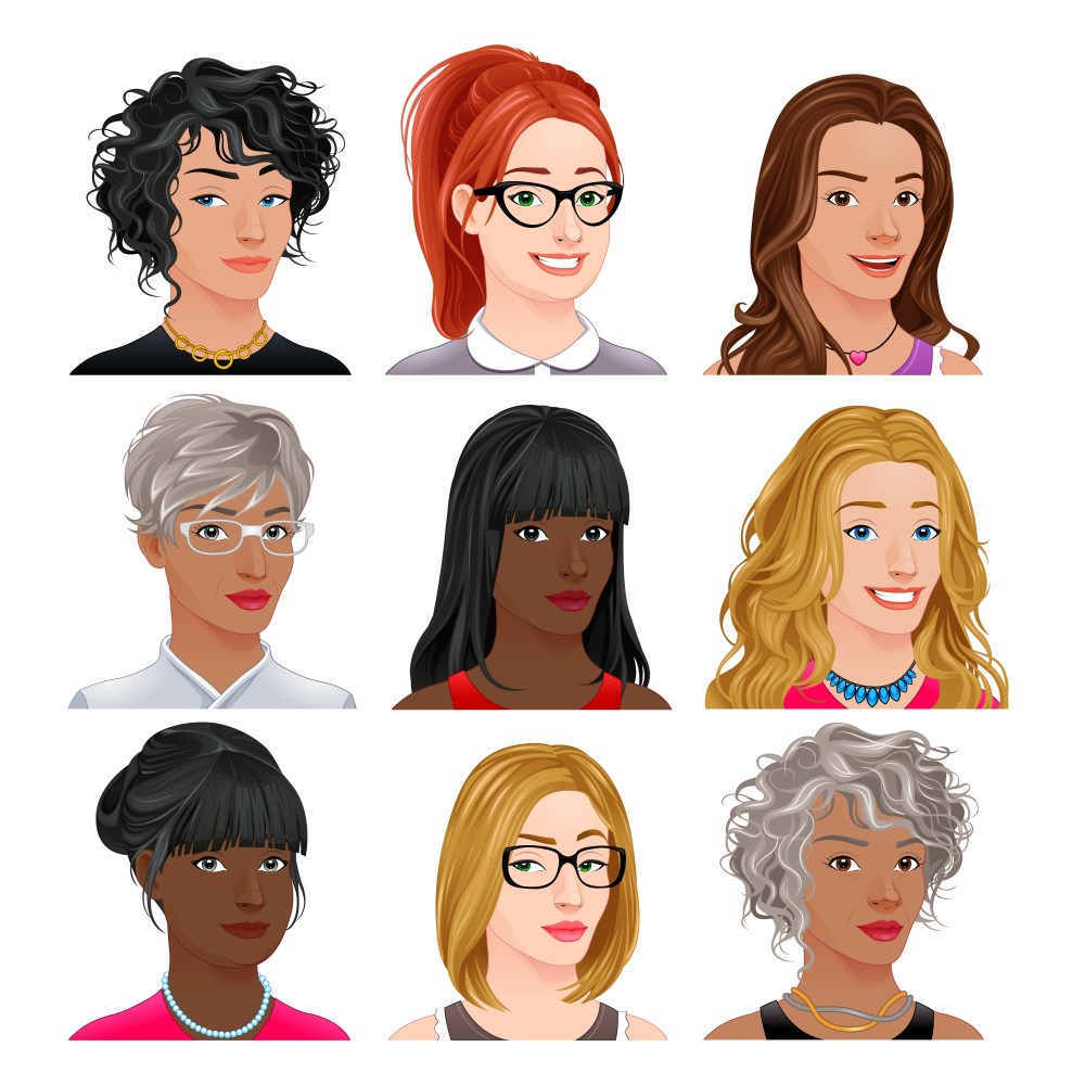 Different female avatars
