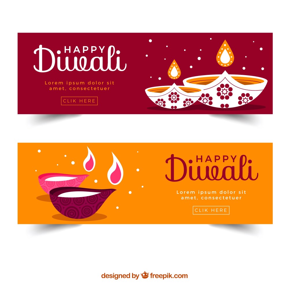 Diwali banners with decorative candles