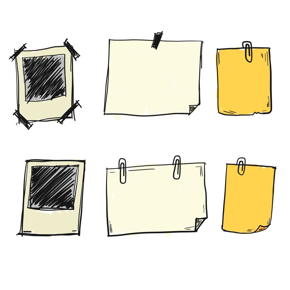 Doodle note paper vectors