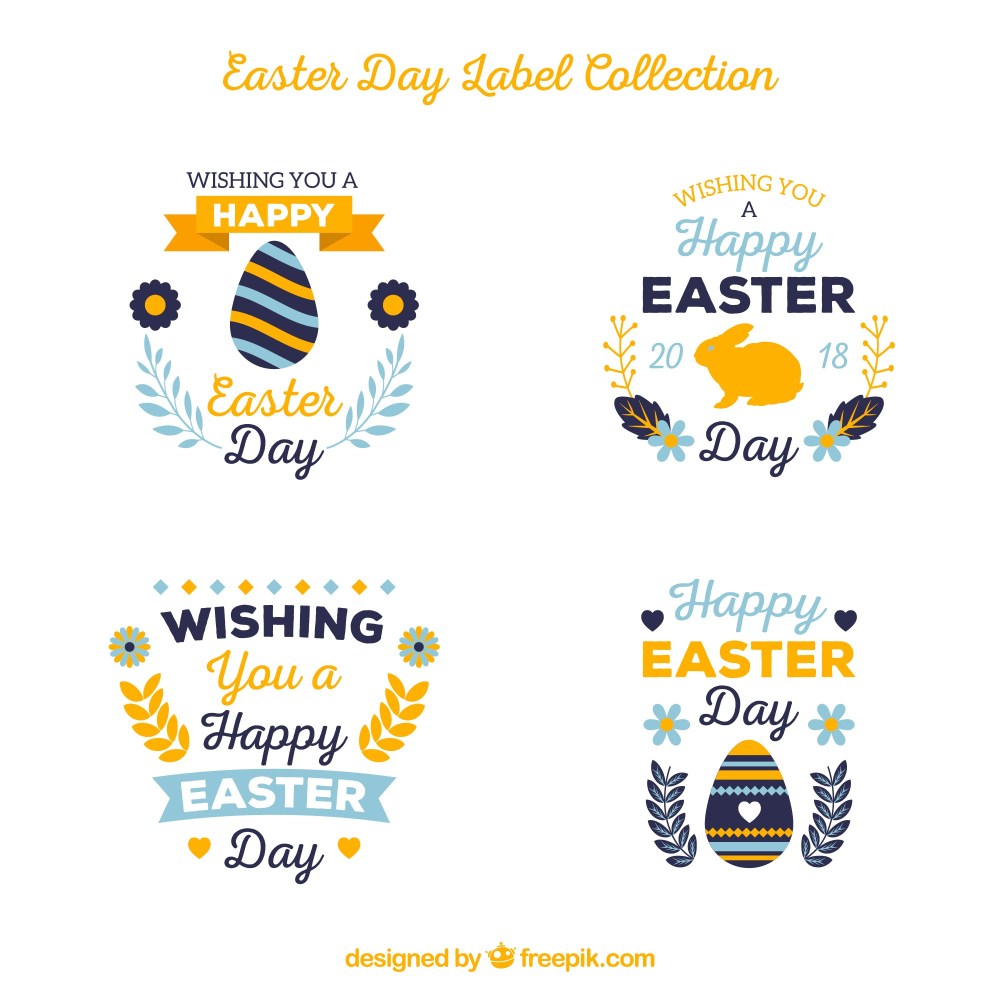 Easter day labels collection in flat style