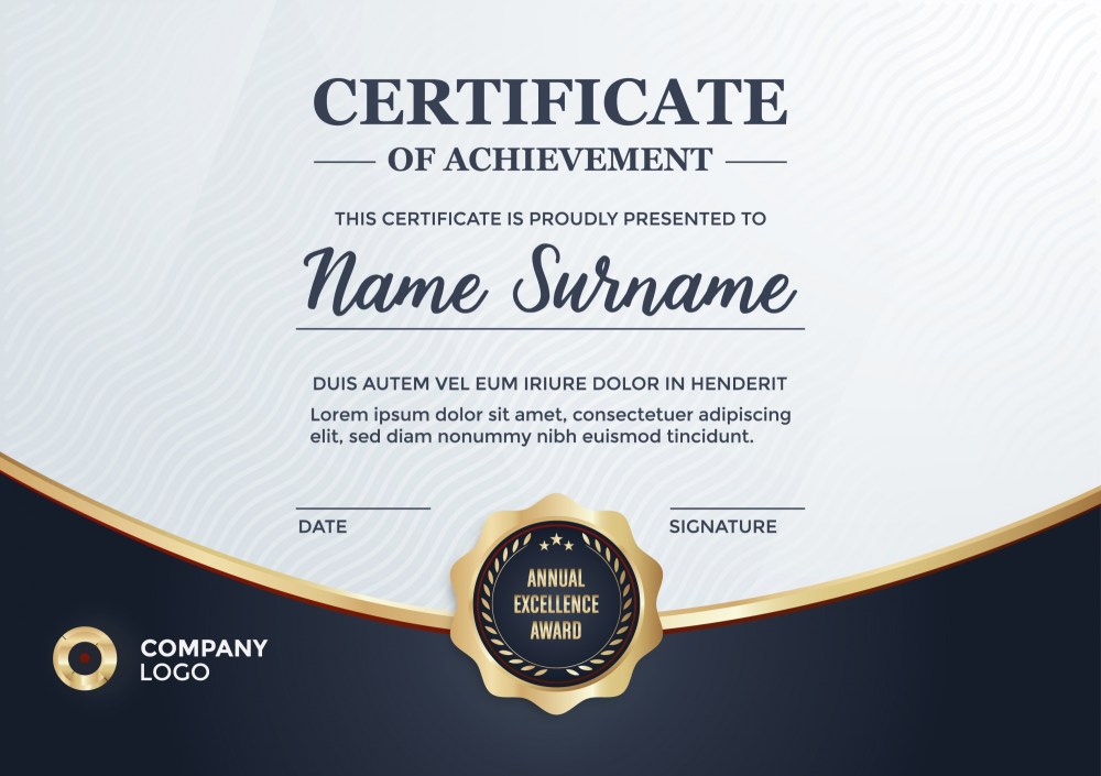 Elegant certificate with golden details