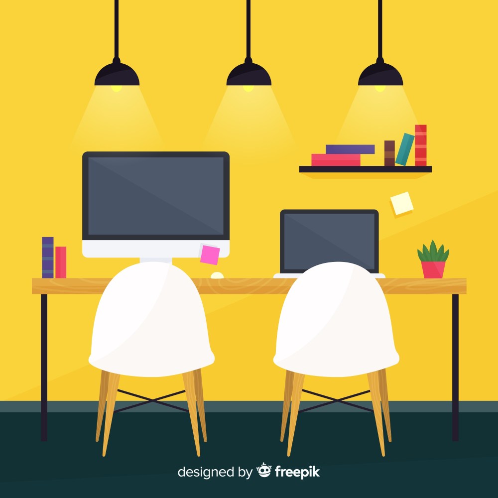 Elegant office interior with flat design