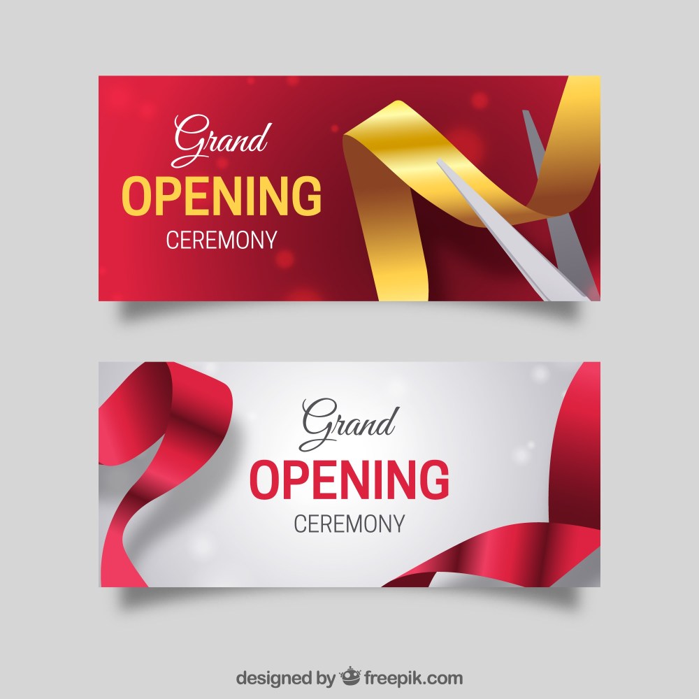 Elegant pack of realistic opening banners
