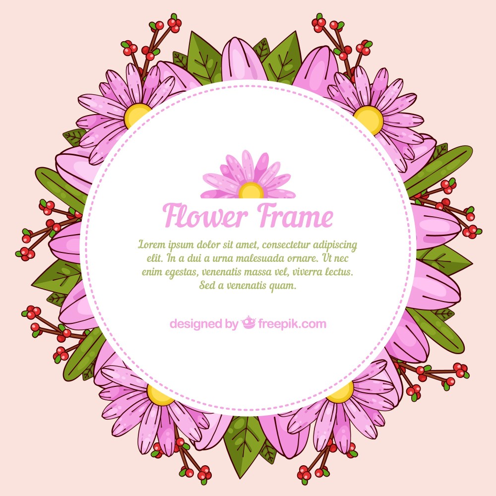 Elegant pink floral frame